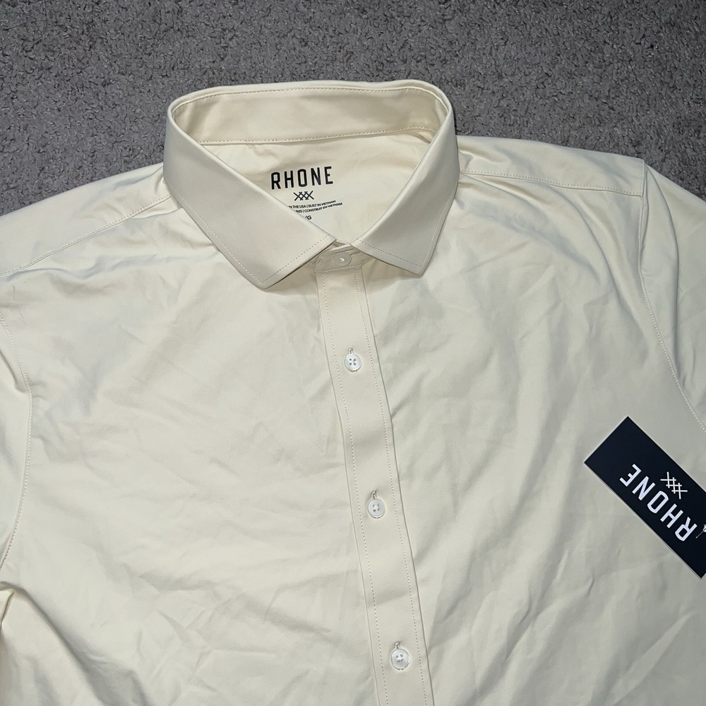 NWT Rhone Commuter Button Short Sleeve Shirt Yellow Mens Large